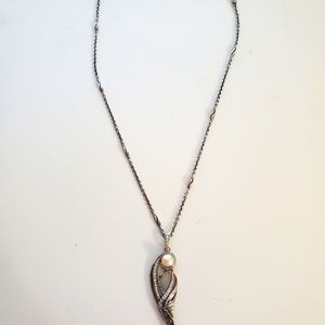 Guardian angel diamonique and pearl necklace